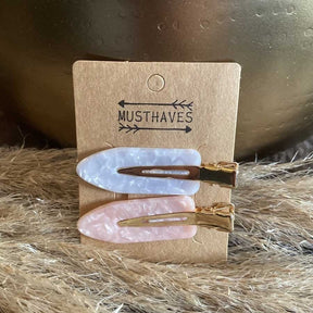Haarclip Set Marble Grey/Pink 6cm - KOOS • alles voor de kapper - KOOS - Haarmode