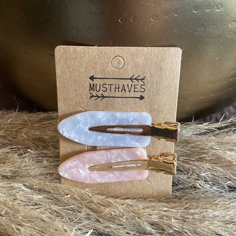 Haarclip Set Marble Grey/Pink 6cm - KOOS • alles voor de kapper - KOOS - Haarmode